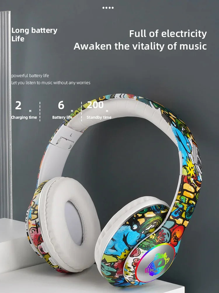 Auriculares Bluetooth Inalámbricos con Luz LED | Micrófono, Tarjeta TF | Para Niños y Jóvenes