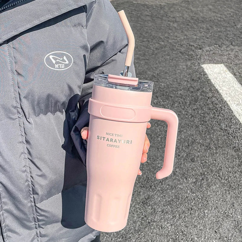 Vaso con Sorbete Gran Capacidad 38.55oz | Acero Inoxidable | Para Auto, Oficina y Hielo