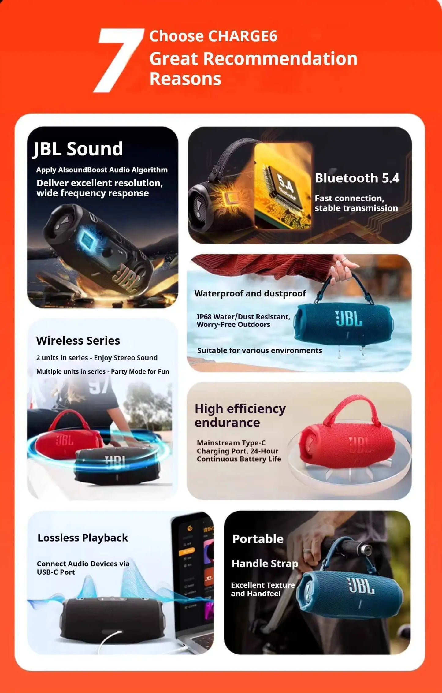 Parlante Bluetooth Portátil JBL Charge 6 / Flip 7 Caleidoscopio | Éxito Global | Sonido Estéreo | Exterior