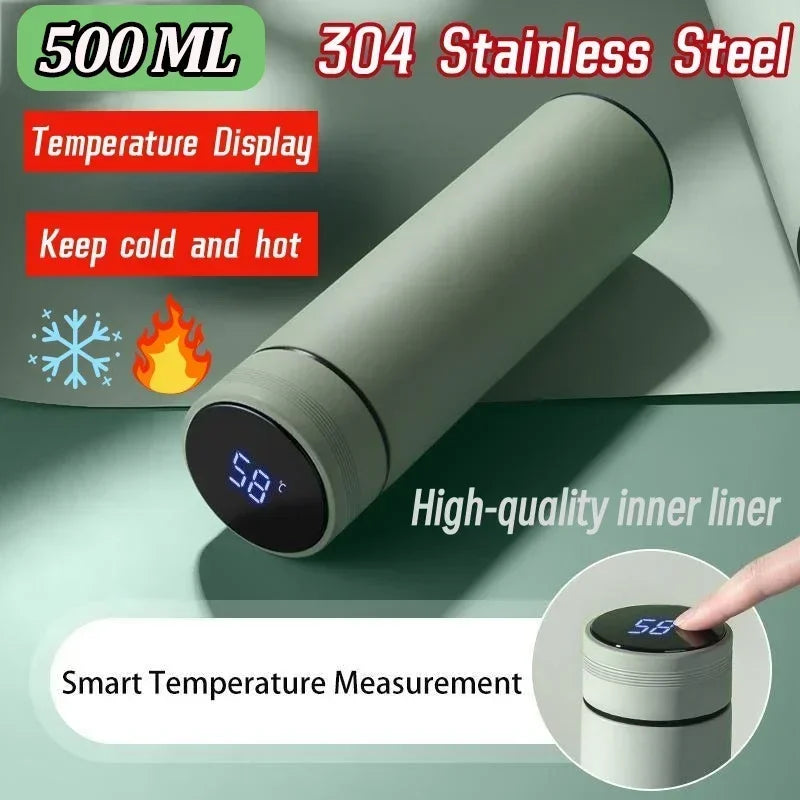 Termo con Display de Temperatura Inteligente | Acero Inoxidable 304 | 500ml | Conserva Calor 12-24hs