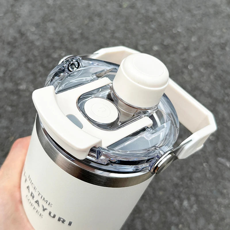 Botella Térmica 600/900ML Tapa Magnética | Doble Pared al Vacío | Asa Ancha | Para Exterior y Viajes