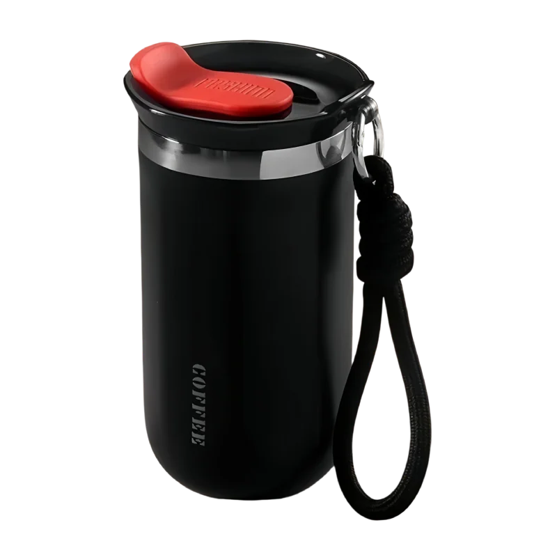 Vaso Térmico 350/500ML con Soga y Tapa | Acero Inoxidable | Para Café, Auto y Oficina