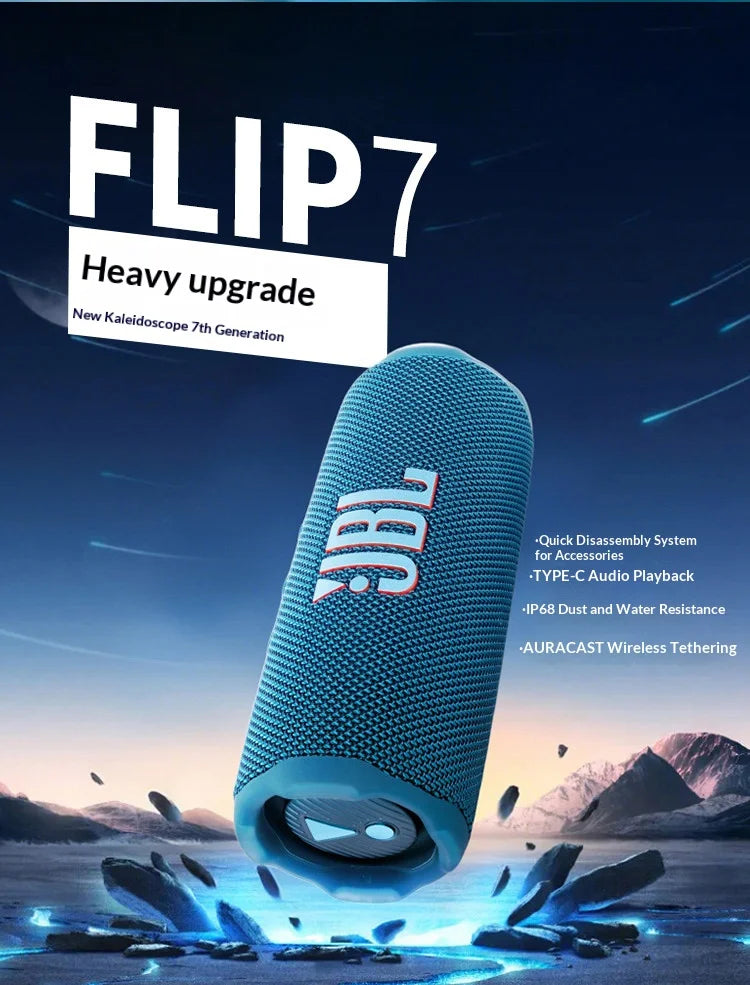 Parlante Bluetooth Inalámbrico JBL Flip 7 Caleidoscopio 7ª Gen | Resistente al Agua y Polvo | Para Ciclismo y Exterior