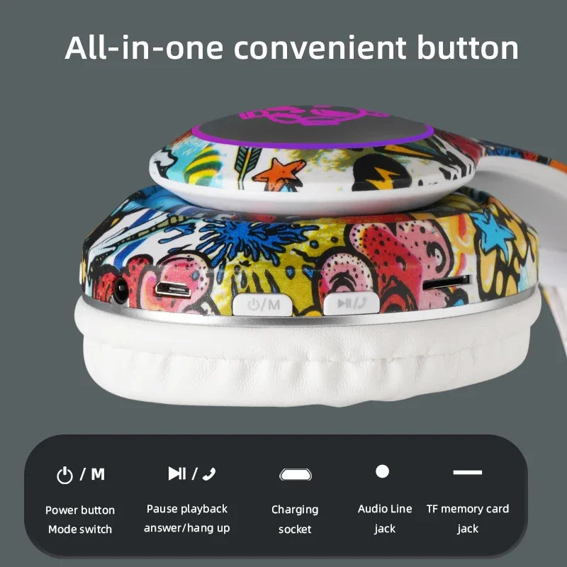 Auriculares Bluetooth Inalámbricos con Luz LED | Micrófono, Tarjeta TF | Para Niños y Jóvenes