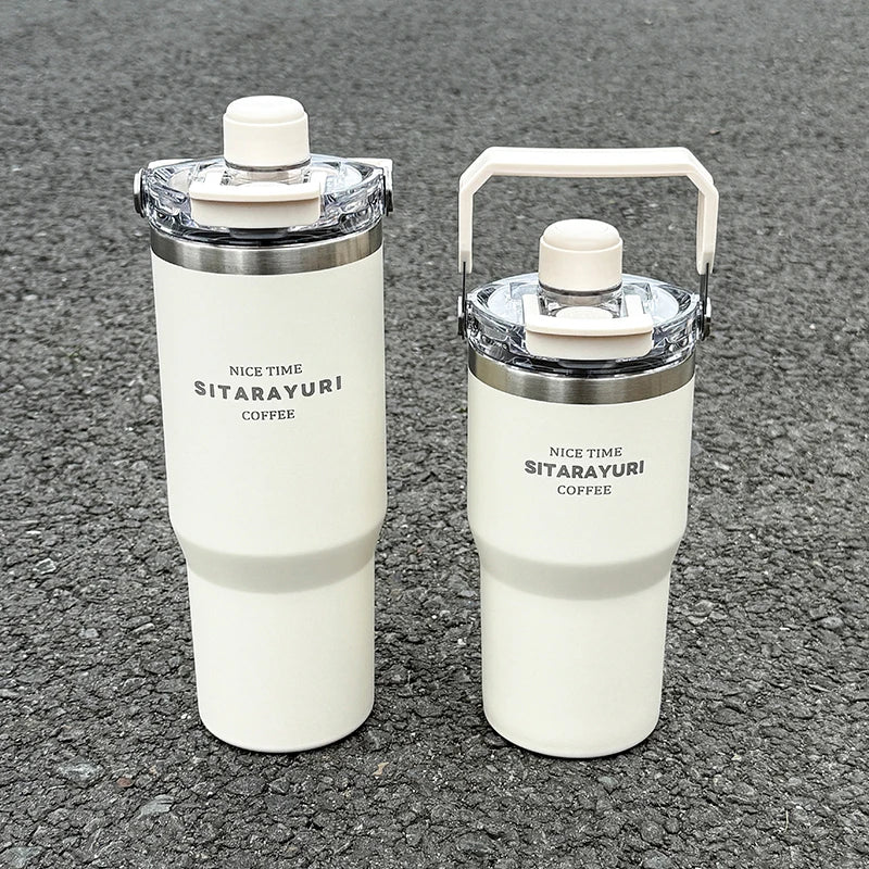 Botella Térmica 600/900ML Tapa Magnética | Doble Pared al Vacío | Asa Ancha | Para Exterior y Viajes