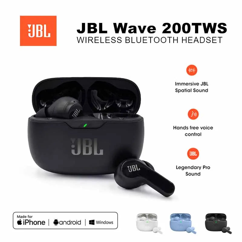Auriculares Bluetooth Inalámbricos JBL Wave 200TWS | TWS In-Ear | Deportivos | Con Micrófono | Bluetooth 5.0