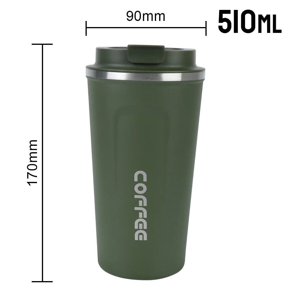 Taza Termo Hermética 380/510ML | Doble Acero Inoxidable | Para Café, Té y Agua | Auto y Oficina