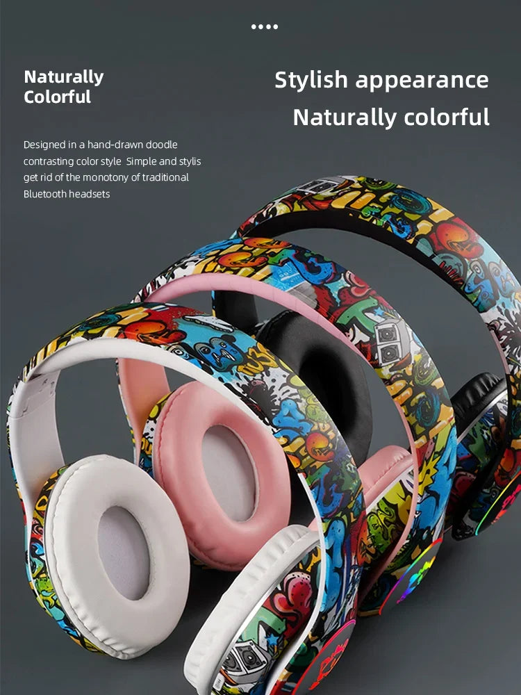 Auriculares Bluetooth Inalámbricos con Luz LED | Micrófono, Tarjeta TF | Para Niños y Jóvenes