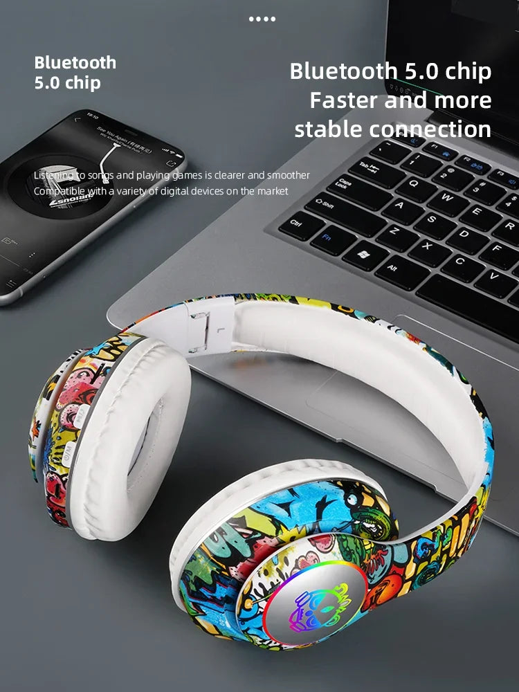 Auriculares Bluetooth Inalámbricos con Luz LED | Micrófono, Tarjeta TF | Para Niños y Jóvenes