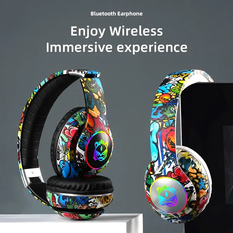 Auriculares Bluetooth Inalámbricos con Luz LED | Micrófono, Tarjeta TF | Para Niños y Jóvenes