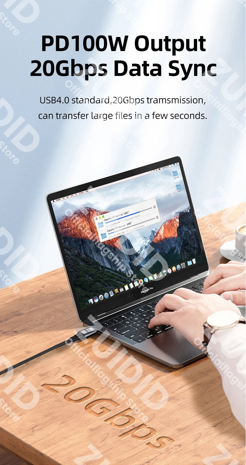 Cable USB4.0 Magnético 100W PD | 20Gbps | Video 8K@60Hz | Compatible con MacBook Pro | 2m
