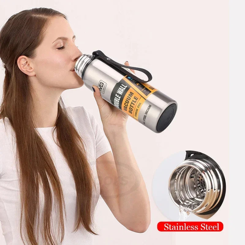 Termo UPORS Gran Capacidad | Acero Inoxidable con Soga | 500/700/1000/1500ml | Para Exterior y Viajes