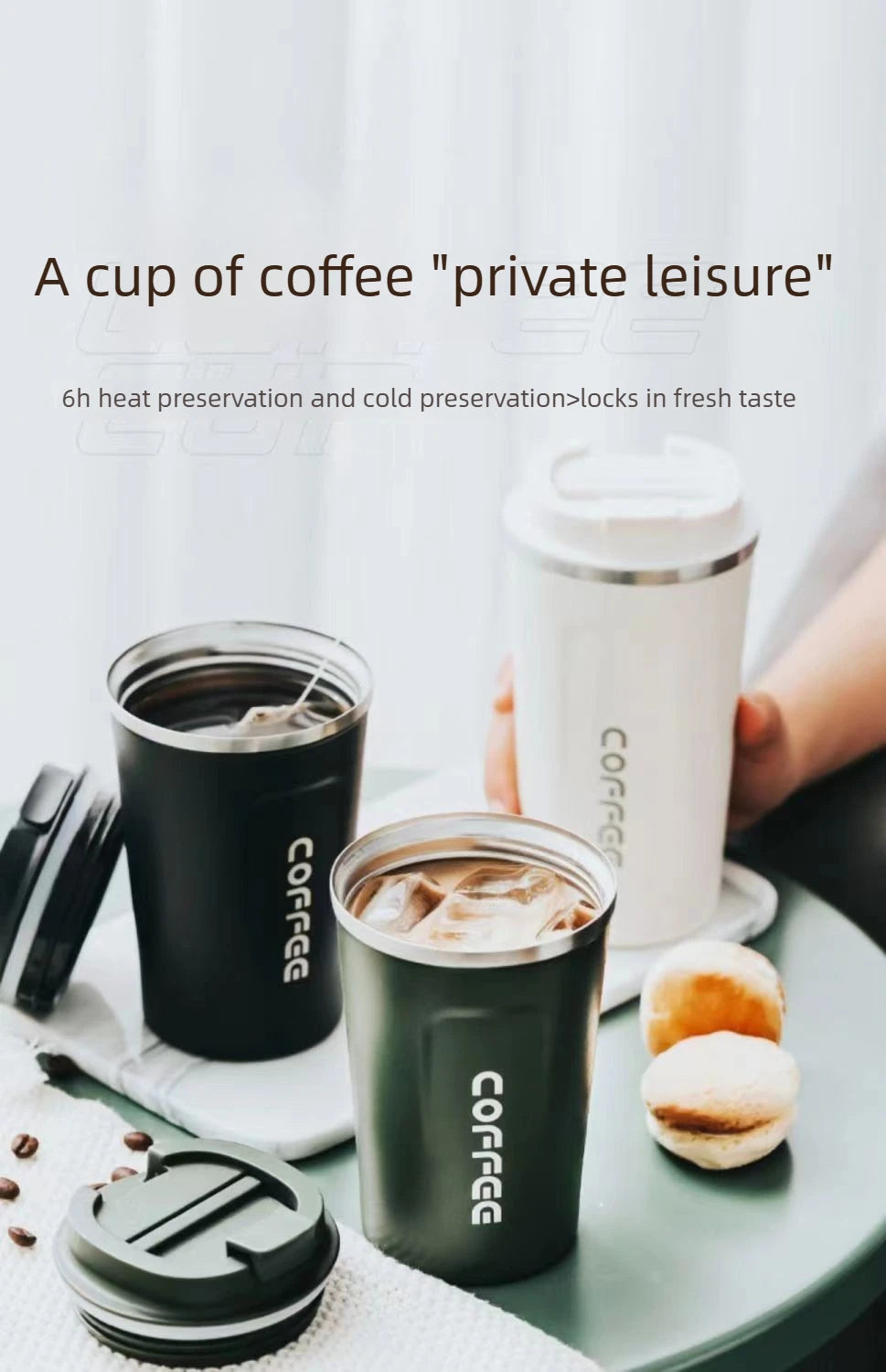 Taza Térmica para Auto | Acero Inoxidable, Tapa Hermética | Mantiene Calor y Frío por Horas