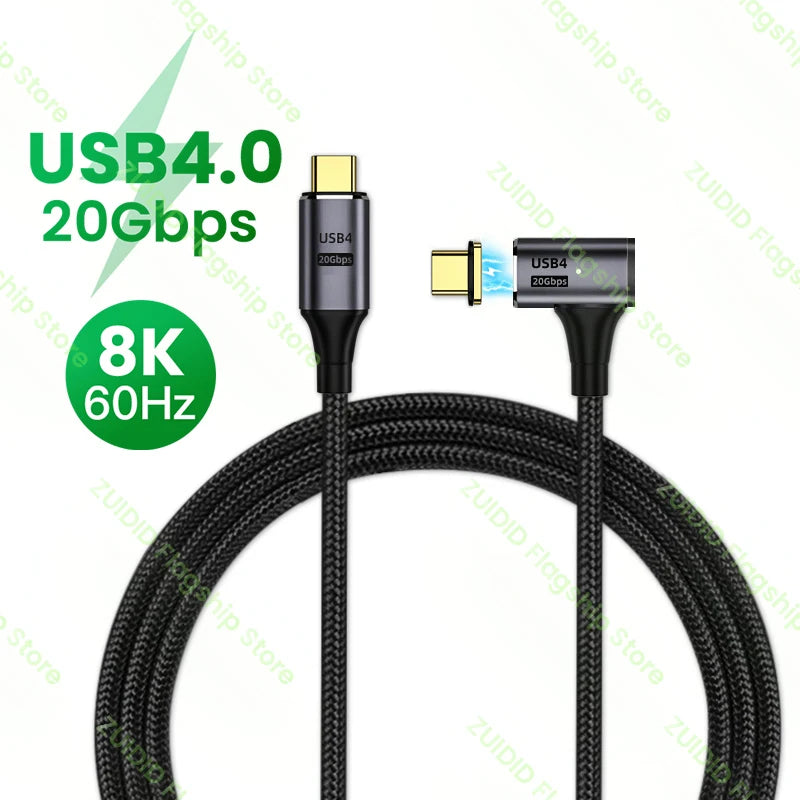 Cable USB4.0 Magnético 100W PD | 20Gbps | Video 8K@60Hz | Compatible con MacBook Pro | 2m