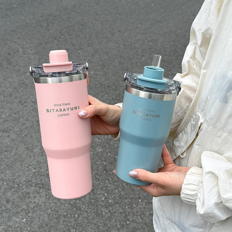 Botella Térmica 600/900ML Tapa Magnética | Doble Pared al Vacío | Asa Ancha | Para Exterior y Viajes