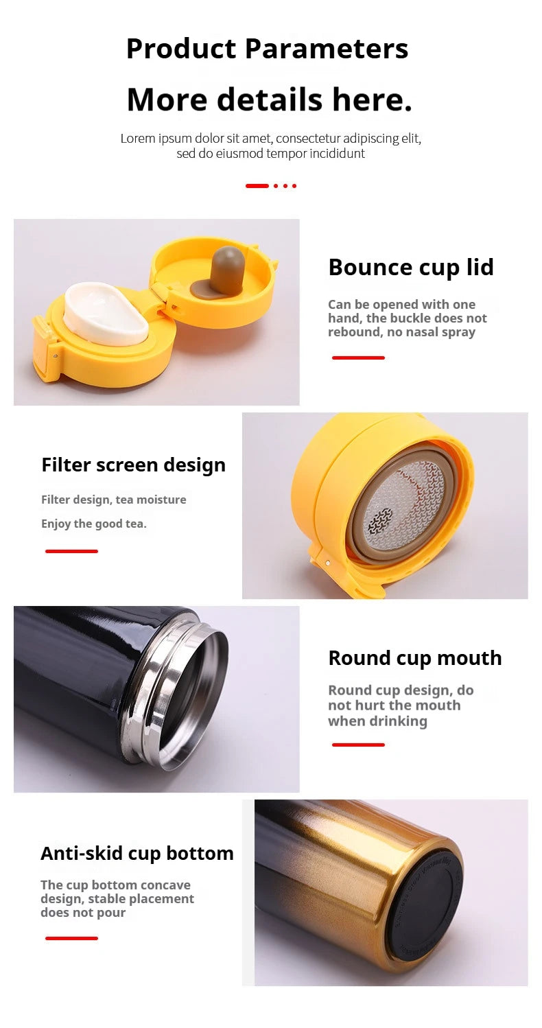 Taza Térmica 380/510ML Acero Inoxidable | Mantiene Calor y Frío | Para Auto y Deportes al Aire Libre