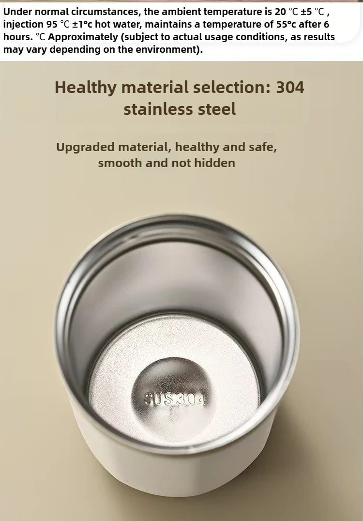 Vaso Térmico 350/500ML con Soga y Tapa | Acero Inoxidable | Para Café, Auto y Oficina