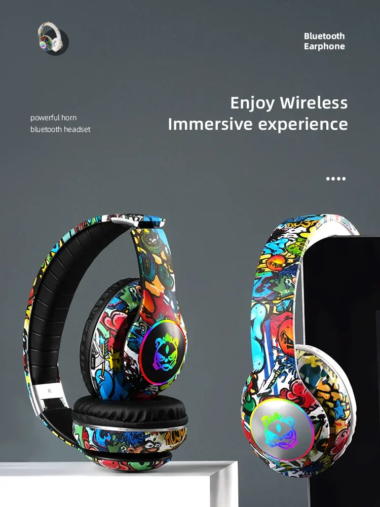 Auriculares Bluetooth Inalámbricos con Luz LED | Micrófono, Tarjeta TF | Para Niños y Jóvenes