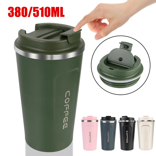 Taza Termo Hermética 380/510ML | Doble Acero Inoxidable | Para Café, Té y Agua | Auto y Oficina