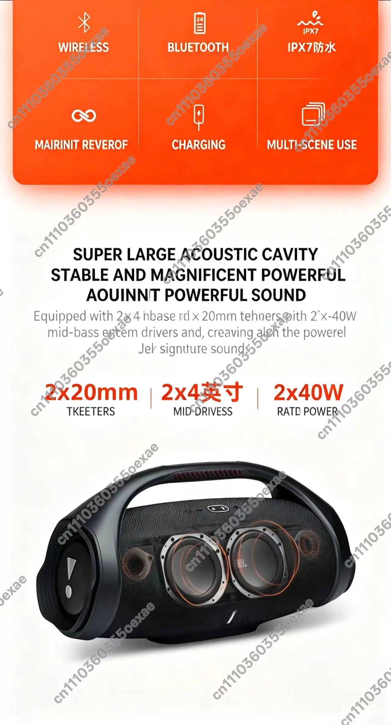 Parlante Bluetooth Portátil JBL Boombox 2 Ares II | IPX7 | Sonido Potente | Para Fiestas y Exterior