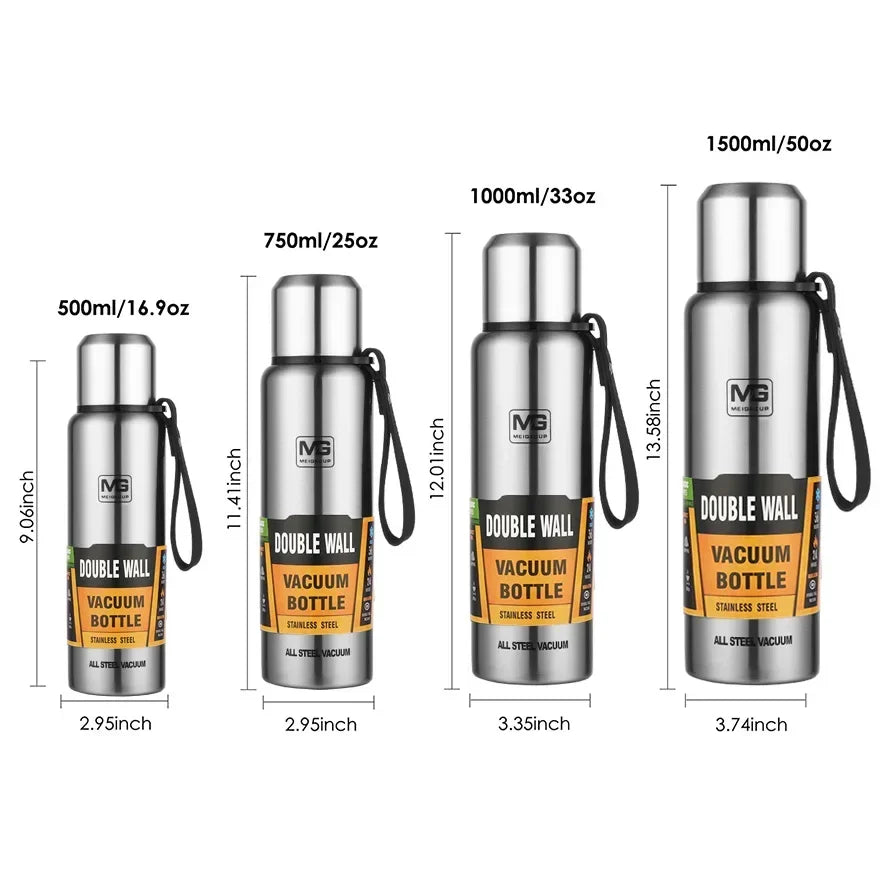 Termo UPORS Gran Capacidad | Acero Inoxidable con Soga | 500/700/1000/1500ml | Para Exterior y Viajes