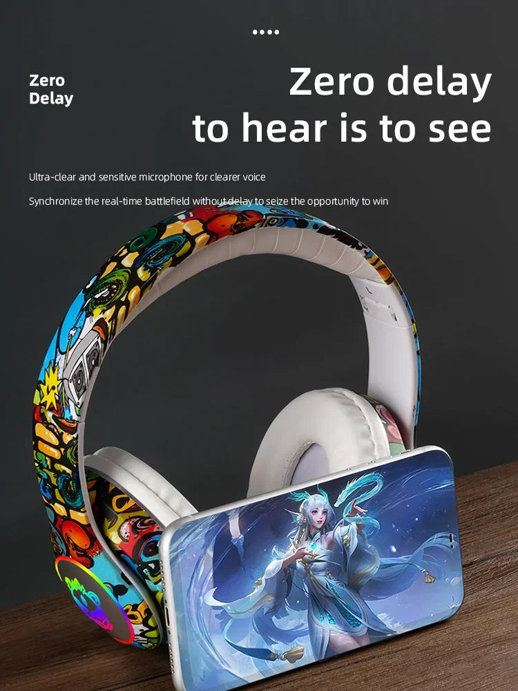 Auriculares Bluetooth Inalámbricos con Luz LED | Micrófono, Tarjeta TF | Para Niños y Jóvenes