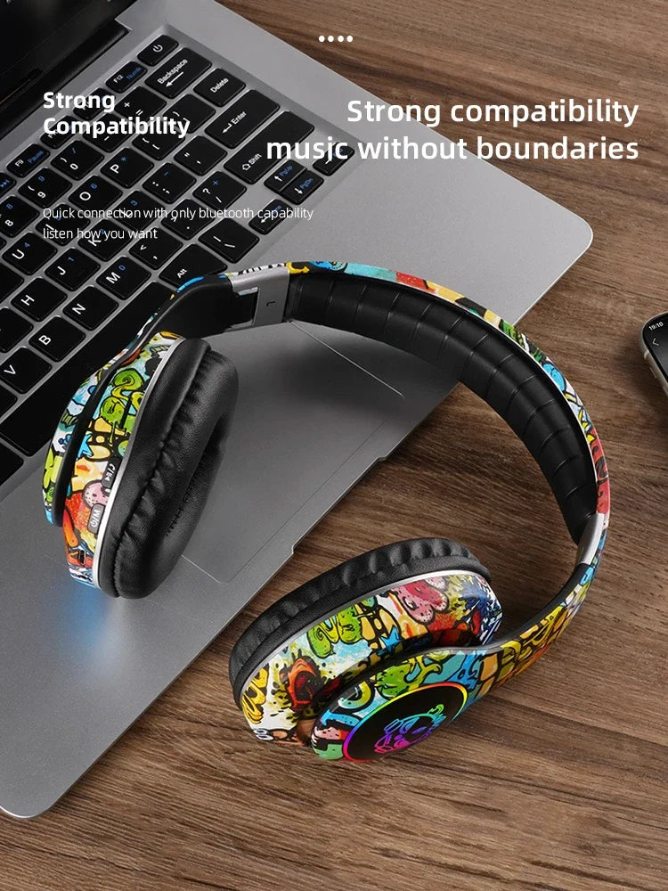 Auriculares Bluetooth Inalámbricos con Luz LED | Micrófono, Tarjeta TF | Para Niños y Jóvenes