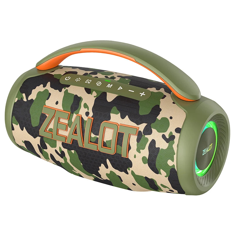 Parlante Bluetooth Portátil Zealot P12 60W | IPX6 Resistente al Agua | Luces LED | TF y USB | Para Camping