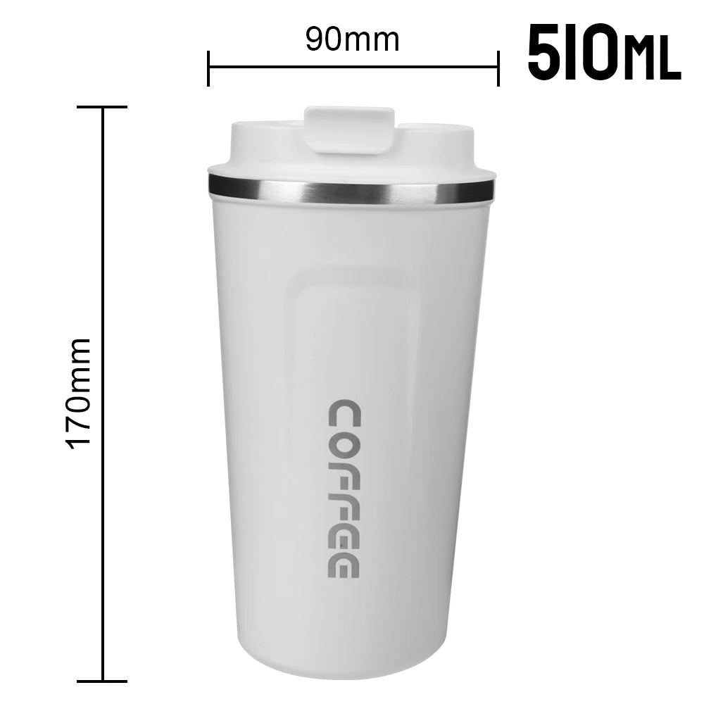 Taza Termo Hermética 380/510ML | Doble Acero Inoxidable | Para Café, Té y Agua | Auto y Oficina