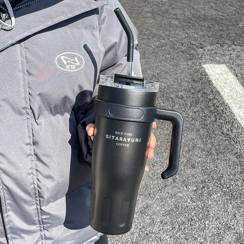 Vaso con Sorbete Gran Capacidad 38.55oz | Acero Inoxidable | Para Auto, Oficina y Hielo