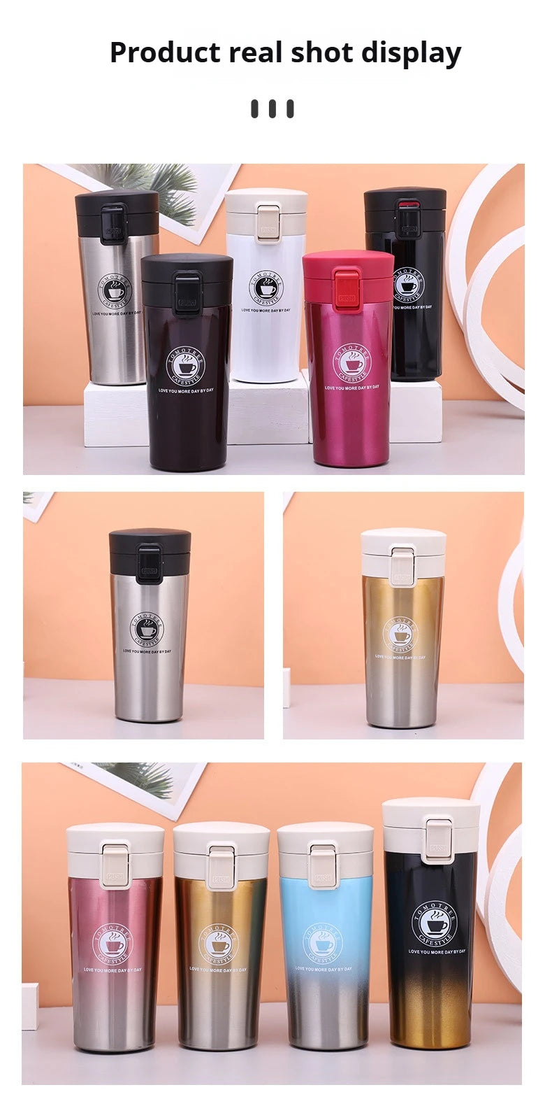 Taza Térmica 380/510ML Acero Inoxidable | Mantiene Calor y Frío | Para Auto y Deportes al Aire Libre