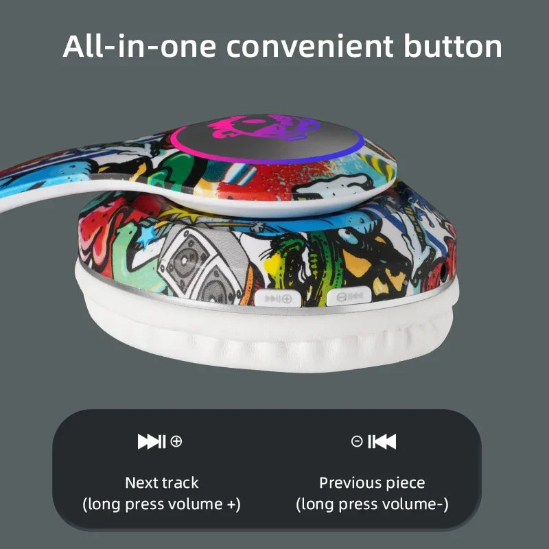 Auriculares Bluetooth Inalámbricos con Luz LED | Micrófono, Tarjeta TF | Para Niños y Jóvenes