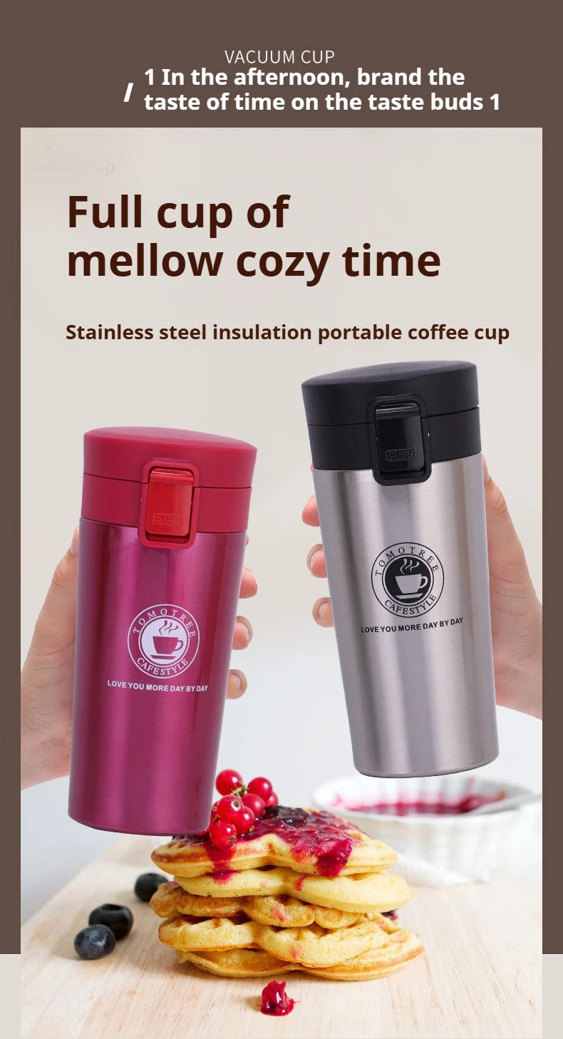 Taza Térmica 380/510ML Acero Inoxidable | Mantiene Calor y Frío | Para Auto y Deportes al Aire Libre