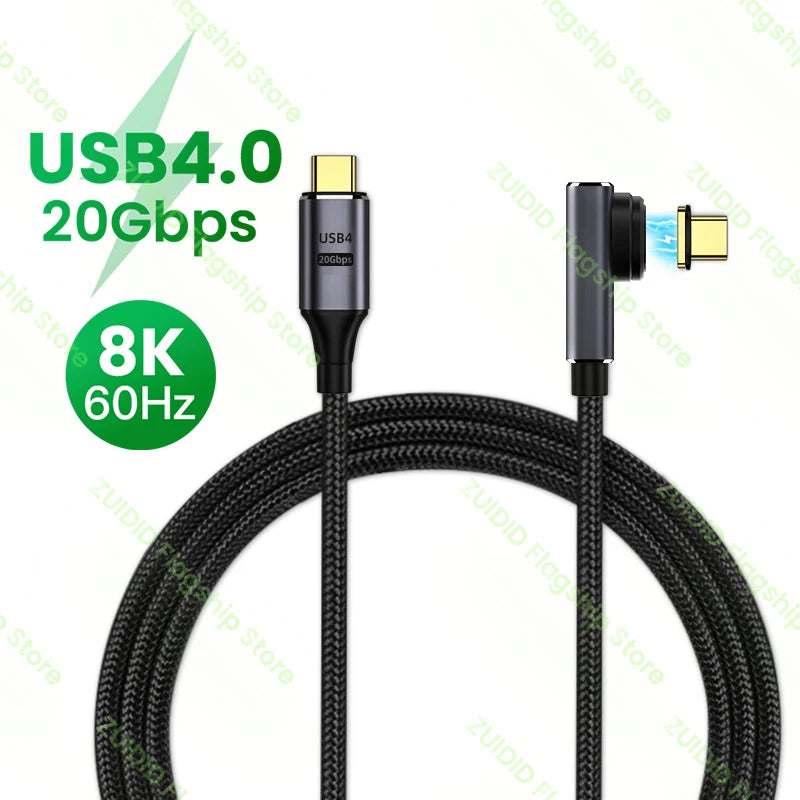 Cable USB4.0 Magnético 100W PD | 20Gbps | Video 8K@60Hz | Compatible con MacBook Pro | 2m