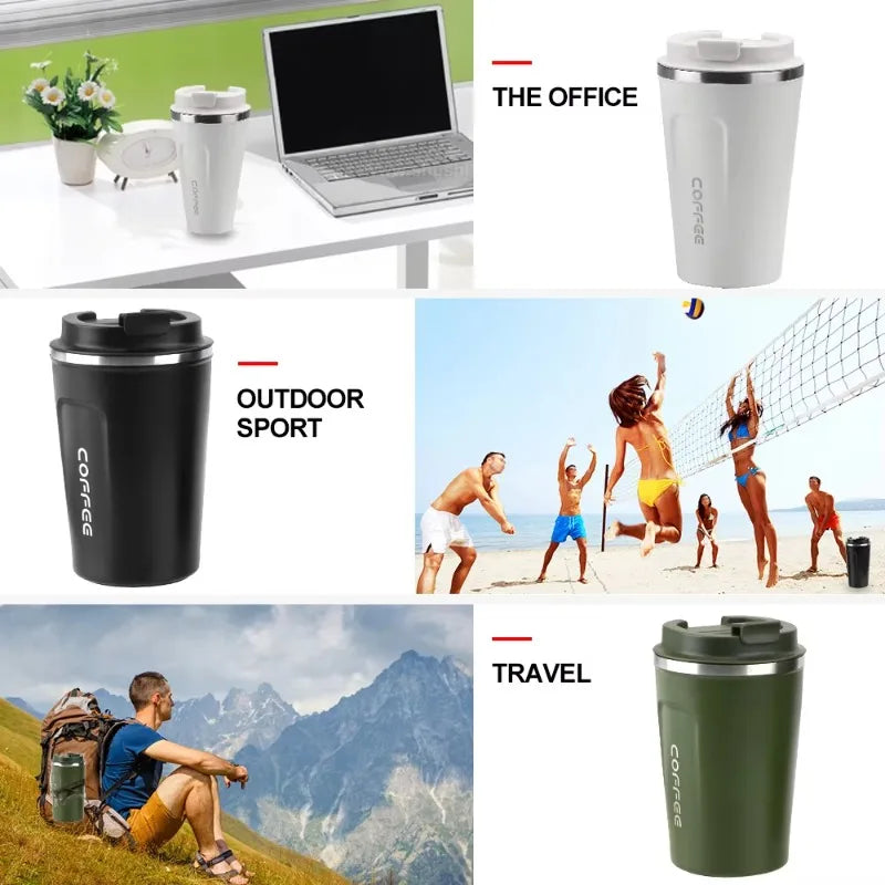 Taza Térmica para Auto | Acero Inoxidable, Tapa Hermética | Mantiene Calor y Frío por Horas