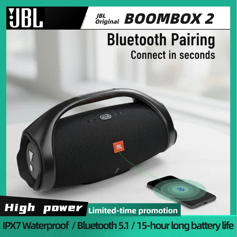 Parlante Bluetooth Portátil JBL Boombox 2 | IPX7 Resistente al Agua | Subwoofer | Alta Potencia | Para Fiestas