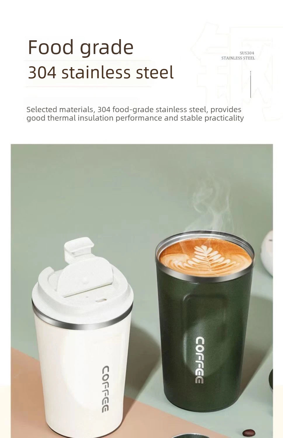 Taza Térmica para Auto | Acero Inoxidable, Tapa Hermética | Mantiene Calor y Frío por Horas