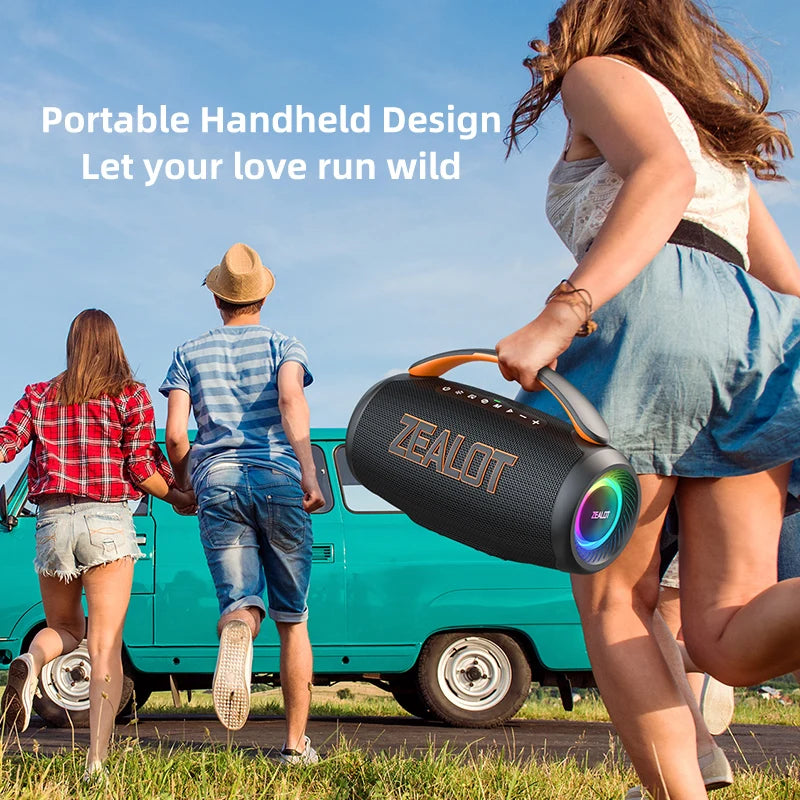 Parlante Bluetooth Portátil Zealot P12 60W | IPX6 Resistente al Agua | Luces LED | TF y USB | Para Camping