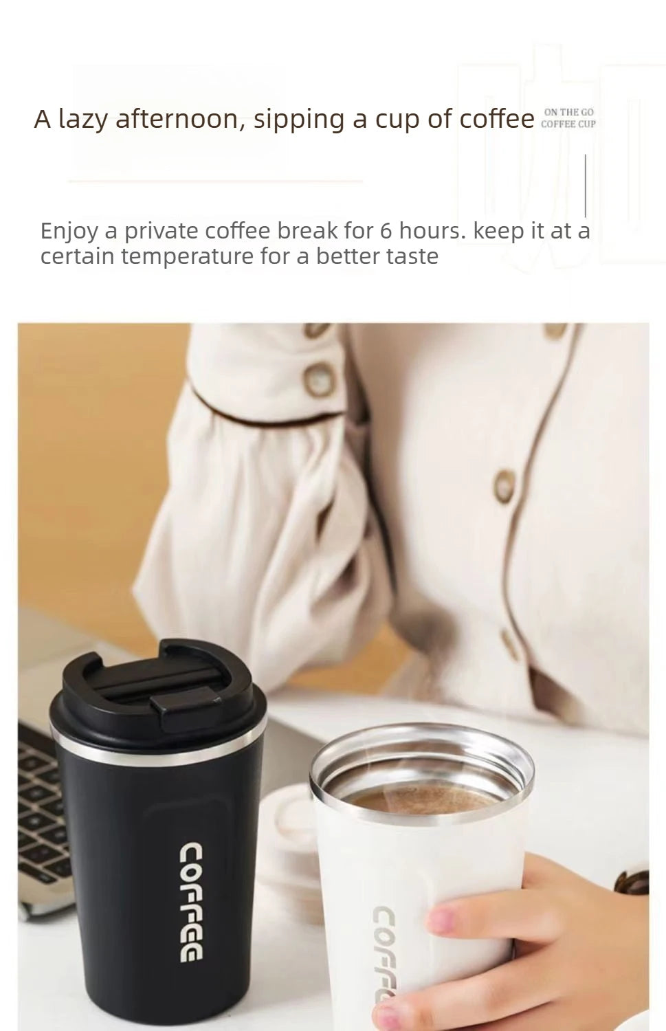 Taza Térmica para Auto | Acero Inoxidable, Tapa Hermética | Mantiene Calor y Frío por Horas