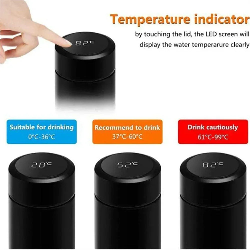 Termo con Display de Temperatura Inteligente | Acero Inoxidable 304 | 500ml | Conserva Calor 12-24hs