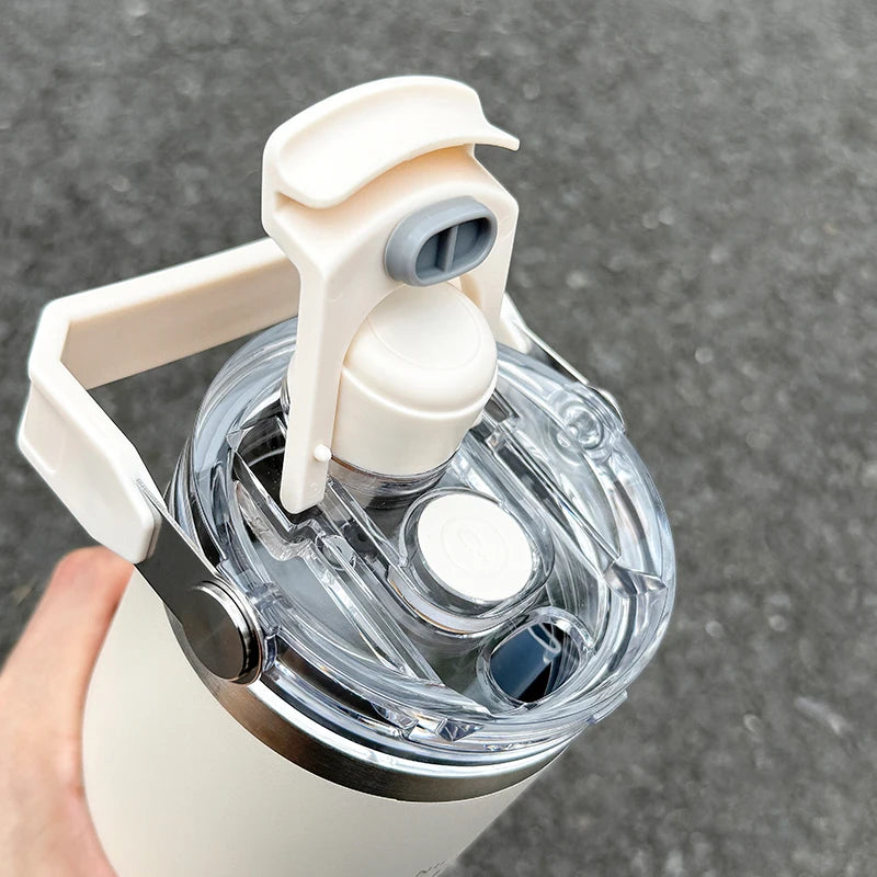 Botella Térmica 600/900ML Tapa Magnética | Doble Pared al Vacío | Asa Ancha | Para Exterior y Viajes