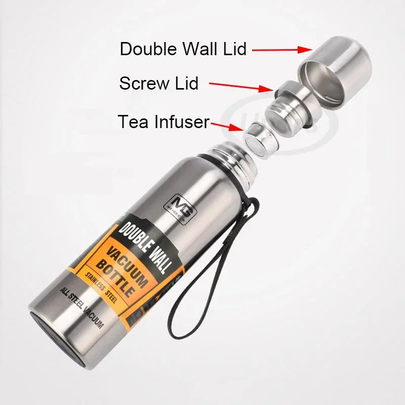 Termo UPORS Gran Capacidad | Acero Inoxidable con Soga | 500/700/1000/1500ml | Para Exterior y Viajes